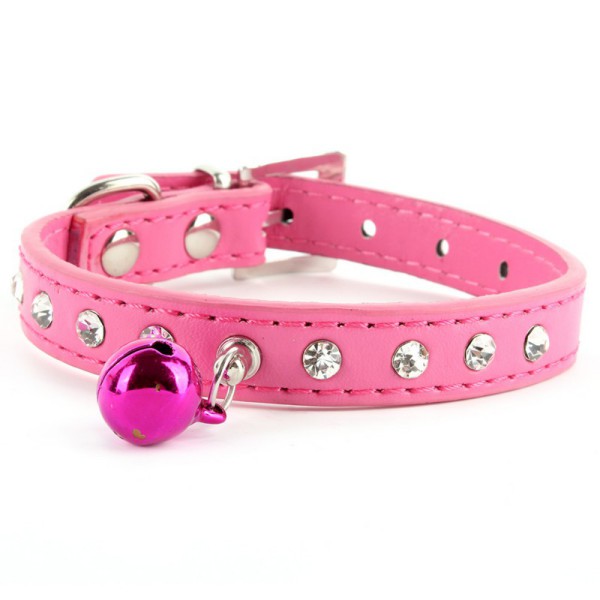 Fancy Bling PU Leather Chic Puppy Dog Collar Crystal Rhinestone Pet